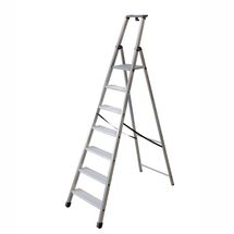 FACAL Ιταλίας Σκάλα Αλουμινίου 6+1 Επαγγελματική ΒΑΡΕΩΣ Τύπου Πάτημα Σκαλοπατιού 11cm Εργαλειοθήκη Ιμάντας Ασφαλείας 8.2kg MAX Αντοχή 150kg EN131 (TUV)