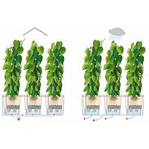 LECHUZA Trio 40 Cottage Ζαρντινιέρα 129.5x42x44cm Αυτοποτιζόμενη με 3 Κάδους Φύτευσης Sand Brown RATTAN Γερμανίας