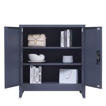 STEELEN Μεταλλική Ντουλάπα 70x40x101cm Πάχους 0.6mm/0.8mm (πάτωμα) Γαλβανιζέ με 2 Ράφια και Ρυθμιζόμενα Πόδια - 3 Αποθηκευτικοί Χώροι Ανθρακί Ματ