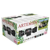 TOOMAX ITALY Καθιστικό-Σαλόνι Κήπου 4 Ατόμων + Τραπέζι Κήπου με Αποθηκευτικό Χώρο Πολυπροπυλένιο Rattan Ανθρακί ARTEMIDE 4 SEATS