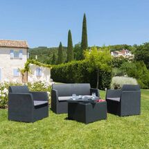 TOOMAX ITALY Καθιστικό-Σαλόνι Κήπου 4 Ατόμων + Τραπέζι Κήπου με Αποθηκευτικό Χώρο Πολυπροπυλένιο Rattan Ανθρακί ARTEMIDE 4 SEATS