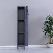 STEELEN Μεταλλική Ντουλάπα - Φοριαμός (Locker) 38x45x191cm 3 Θέσεων 22kg Πάχος 0.4mm 4 Ρυθμιζόμενα Πόδια Ανθρακί Ματ