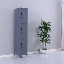 STEELEN Μεταλλική Ντουλάπα - Φοριαμός (Locker) 38x45x191cm 3 Θέσεων 22kg Πάχος 0.4mm 4 Ρυθμιζόμενα Πόδια Ανθρακί Ματ