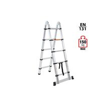 VESTA Διπλή Τηλεσκοπική Σκάλα 3.2m Αλουμινίου με 10 Σκαλιά Βάρος 11kg MAX Αντοχή 150kg EN131 2