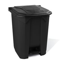 Κάδος Απορριμάτων 50lt 43x41x56cm Πλαστικός 3.8kg με Εσωτερικό Κάδο 36x29x47.5cm + Πεντάλ + Ρόδες + Μικρό Ανοιγόμενο Καπάκι Μαύρο - Μαύρο