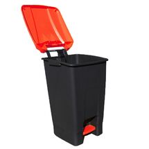 Κάδος Απορριμάτων 70lt 44x52x73cm 3.7kg Πλαστικός Επαγγελματικός/Οικιακός με Ρόδες και Χειρολαβή Μαύρο - Κόκκινο