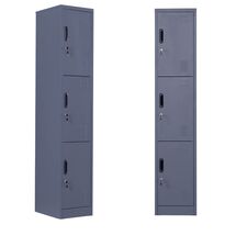 STEELEN Μεταλλική Ντουλάπα - Φοριαμός (Locker) 38x45x180cm ΧΩΡΙΣ ΠΟΔΙΑ 3 Αποθηκευτικοί Χώροι 22kg Πάχος 0.4mm Χωρίς Πόδια Ανθρακί Ματ