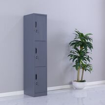 STEELEN Μεταλλική Ντουλάπα - Φοριαμός (Locker) 38x45x180cm ΧΩΡΙΣ ΠΟΔΙΑ 3 Αποθηκευτικοί Χώροι 22kg Πάχος 0.4mm Χωρίς Πόδια Ανθρακί Ματ