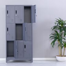 STEELEN Μεταλλική Ντουλάπα - Φοριαμός (Locker) 90x45x195cm 9 Ντουλάπια Πάχος 0.4mm με Ρυθμιζόμενα Πόδια 50kg Ανθρακί Ματ