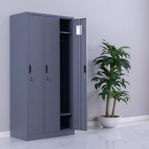 STEELEN Μεταλλική Ντουλάπα - Φοριαμός (Locker) 90x45x185cm 3φυλλη 51kg ΧΩΡΙΣ ΠΟΔΙΑ Πάχος 0.4mm Ανθρακί Ματ