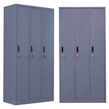 STEELEN Μεταλλική Ντουλάπα - Φοριαμός (Locker) 90x45x185cm 3φυλλη 51kg ΧΩΡΙΣ ΠΟΔΙΑ Πάχος 0.4mm Ανθρακί Ματ