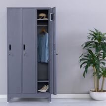 STEELEN Μεταλλική Ντουλάπα - Φοριαμός (Locker) 90x45x195cm 3φυλλη 51kg με Ρυθμιζόμενα Πόδια 9 Αποθηκευτικών Χώρων Πάχος 0.4mm Ανθρακί Ματ