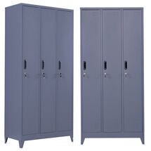 STEELEN Μεταλλική Ντουλάπα - Φοριαμός (Locker) 90x45x195cm 3φυλλη 51kg με Ρυθμιζόμενα Πόδια 9 Αποθηκευτικών Χώρων Πάχος 0.4mm Ανθρακί Ματ