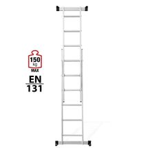 VESTA Σκαλωσιά-Σκάλα Αλουμινίου 2x6 Αναπτυσσόμενη 2.76m Διπλή-Σχήμα ''Λ'' με Βάση Στηρίγματος και Πλατφόρμα Ξύλινη με Αντηρίδες Ασφαλείας 15.2kg