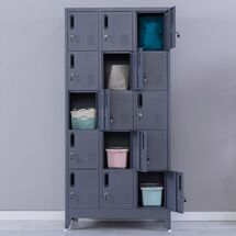 STEELEN Μεταλλική Ντουλάπα - Φοριαμός (Locker) 90x45x190cm 15 Ντουλάπια Πάχος 0.4mm με Ρυθμιζόμενα Πόδια 54kg Ανθρακί Ματ