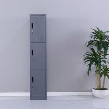 STEELEN Μεταλλική Ντουλάπα - Φοριαμός (Locker) 38x45x180cm ΧΩΡΙΣ ΠΟΔΙΑ 3 Αποθηκευτικοί Χώροι 22kg Πάχος 0.4mm Χωρίς Πόδια Ανθρακί Ματ