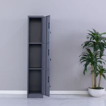 STEELEN Μεταλλική Ντουλάπα - Φοριαμός (Locker) 38x45x180cm ΧΩΡΙΣ ΠΟΔΙΑ 3 Αποθηκευτικοί Χώροι 22kg Πάχος 0.4mm Χωρίς Πόδια Ανθρακί Ματ