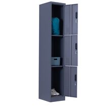 STEELEN Μεταλλική Ντουλάπα - Φοριαμός (Locker) 38x45x180cm ΧΩΡΙΣ ΠΟΔΙΑ 3 Αποθηκευτικοί Χώροι 22kg Πάχος 0.4mm Χωρίς Πόδια Ανθρακί Ματ