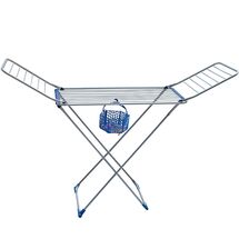 VESTA Απλώστρα Ρούχων 100% Αλουμινίου 185x55x120cm 3φυλλη με Ρόδες MAX Άπλωμα 20m Βάρος 1.62kg + Καλάθι με 20 Mini Μανταλάκια  ALUHANG