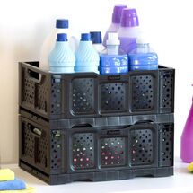 BAMA Ιταλίας Τελάρο Πολλαπλών Χρήσεων 40x30x17cm Πτυσσόμενο/Στοιβαζόμενο Χωρητικότητα 20lt Πλαστικό 0.55kg Κρεμ με Λαβές