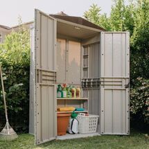 TOOMAX Ιταλίας Αποθήκη Κήπου Βαρέως Τύπου Πλαστική 130x75.6x218.4cm 49kg MASSIF HIGH STORER PLUS TAUPE GREY/BROWN