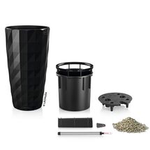 LECHUZA DIAMANTE 40 PREMIUM Ø40x75cm Αυτοποτιζόμενη με Δοχείο Φύτευσης Μαύρη Ματτ Γερμανίας