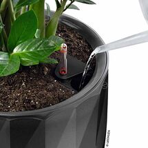 LECHUZA DIAMANTE 40 PREMIUM Ø40x75cm Αυτοποτιζόμενη με Δοχείο Φύτευσης Charcoal Metallic High Gloss Γερμανίας