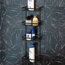 TEKNO-TEL Ραφιέρα Μπάνιου Τοίχου 4όροφη 25x11.5x75cm Επιχρωμιωμένο Ατσάλι Μαύρη