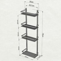TEKNO-TEL Ραφιέρα Μπάνιου Τοίχου 4όροφη 25x11.5x75cm Επιχρωμιωμένο Ατσάλι Μαύρη