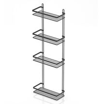 TEKNO-TEL Ραφιέρα Μπάνιου Τοίχου 4όροφη 25x11.5x75cm Επιχρωμιωμένο Ατσάλι Μαύρη