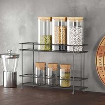 TEKNO-TEL Ραφιέρα Πάγκου Κουζίνας 32x15x15cm 2 Επιπέδων Επιχρωμιωμένο Ατσάλι Μαύρο Matte