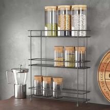 TEKNO-TEL Ραφιέρα Πάγκου Κουζίνας Στενή 32.5x8x37.5cm 3 Επιπέδων Επιχρωμιωμένο Ατσάλι Μαύρο Matte