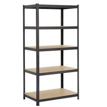 VESTA Μεταλλική Γαλβανιζέ Ραφιέρα Dexion 5όροφη 90x40x180cm με Μοριοσανίδες Πάχους 4mm 13.4kg Πάχος Δοκών 0.63mm MAX Αντοχή 875kg (175kg / Ράφι) Μαύρη