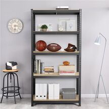 VESTA Μεταλλική Γαλβανιζέ Ραφιέρα Dexion 5όροφη 120x50x180cm με Μοριοσανίδες Πάχους 4mm 15.5kg Πάχος Δοκών 0.7mm MAX Αντοχή 875kg (175kg / Ράφι) Μαύρη