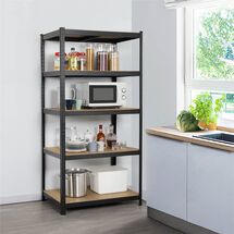 VESTA Μεταλλική Γαλβανιζέ Ραφιέρα Dexion 5όροφη 120x50x180cm με Μοριοσανίδες Πάχους 4mm 15.5kg Πάχος Δοκών 0.7mm MAX Αντοχή 875kg (175kg / Ράφι) Μαύρη