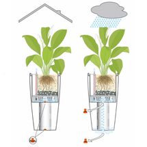 LECHUZA RONDO 32 Premium Επιδαπέδια Γλάστρα Ø32.5x56.5cm ΑΥΤΟΠΟΤΙΖΟΜΕΝΗ με Δοχείο Φύτευσης Ανθρακί Ματ Γερμανίας