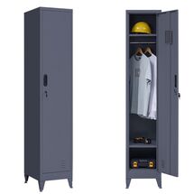 STEELEN Μεταλλική Ντουλάπα-Φοριαμός (Locker) 38x45x191cm Μονόφυλλη 23.5kg Πάχος 0.4mm Ανθρακί 2 Ράφια- 3 Αποθηκευτικοί Χώροι 4 Ρυθμιζόμενα Πόδια