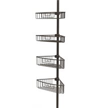 Τηλεσκοπική Ραφιέρα Μπάνιου 4όροφη Γωνία 35x21.5x135-270cm Ρυθμιζόμενο Ύψος με 4 Ράφια Αλουμινίου (Χωρίς Εργαλεία) Μαύρη