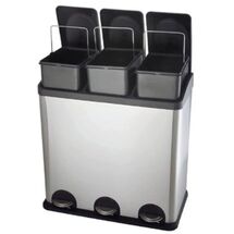 VESTA Κάδος Απορριμμάτων ΙΝΟΧ 45lt (3x15lt) 59x30x45.5cm με Πεντάλ 3 Θέσεων 3 Εσωτερικούς Κάδους Ανακύκλωσης 6.4Kg Κουζίνας