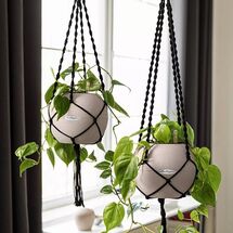 LECHUZA Macrame (Μακραμέ) Κρεμαστή Θήκη Γλάστρας Γκρι BOHO 90