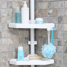 Εταζιέρα Μπάνιου 4όροφη Γωνία Μίνι 28x28x135-260cm Ρυθμιζόμενο Ύψος με 4 Ράφια Λευκή