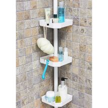 Εταζιέρα Μπάνιου 3όροφη Γωνία Μίνι 14x14x135-260cm Ρυθμιζόμενο Ύψος με 3 Ράφια Λευκή