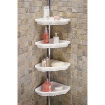 Εταζιέρα Μπάνιου 4όροφη Γωνία 25x25x135-260cm Ρυθμιζόμενο Ύψος με 4 Ράφια Λευκή