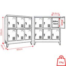 STEELEN Μεταλλική Ντουλάπα - Φοριαμός (Locker) 90x45x101cm 6 Θέσεων με Ρυθμιζόμενα Πόδια 27kg Γκρι Ανοικτό