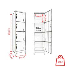 STEELEN Μεταλλική Ντουλάπα-Φοριαμός (Locker) 50x45x190cm 4 Ντουλάπια Πάχος 0.4mm 24kg Γκρι Ανοικτό