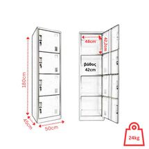 STEELEN Μεταλλική Ντουλάπα-Φοριαμός (Locker) 50x45x180cm 4 Ντουλάπια ΧΩΡΙΣ ΠΟΔΙΑ Πάχος 0.4mm 24kg Γκρι Ανοικτό