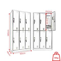 STEELEN Μεταλλική Ντουλάπα - Φοριαμός (Locker) 90x45x180cm 6 Ντουλάπια-12 Αποθηκευτικοί Χώροι Πάχος 0.6mm 48kg Χωρίς Πόδια Ανθρακί Ματ