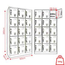 STEELEN Μεταλλική Ντουλάπα - Φοριαμός (Locker) 90x45x180cm 15 Ντουλάπια Πάχος 0.6mm Χωρίς Πόδια 54kg Γκρι Ανοιχτό
