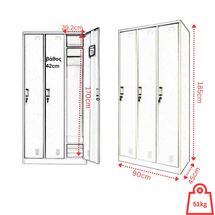 STEELEN Μεταλλική Ντουλάπα - Φοριαμός (Locker) 90x45x185cm 3φυλλη 51kg Ανοικτό Γκρι ΧΩΡΙΣ ΠΟΔΙΑ Πάχος 0.4mm