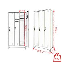 STEELEN Μεταλλική Ντουλάπα - Φοριαμός (Locker) 90x45x195cm 3φυλλη 51kg με Ρυθμιζόμενα Πόδια Πάχος 0.4mm 9 Αποθηκευτικών Χώρων